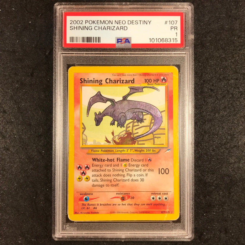 PSA 1 Shining Charizard - 107/105 - Shiny Holo Rare Pokemon 2002 Neo Destiny 315-Cherry Collectables