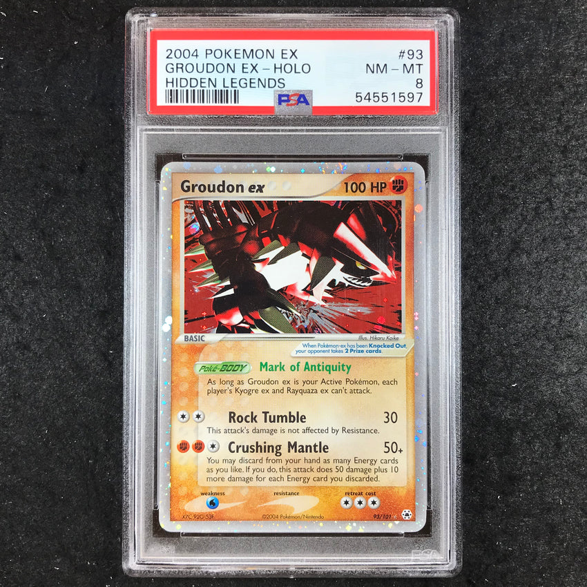 PSA 8 Groudon ex - 93/101 - Holo Rare Pokemon 2004 EX Hidden Legends 597-Cherry Collectables
