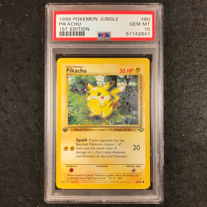 PSA 10 Pikachu - 60/64 -Pokemon 1999 Jungle 1st Edition 841-Cherry Collectables
