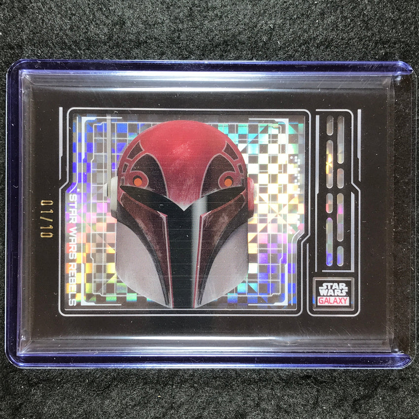 2024 Star Wars Chrome Galaxy SABINE WREN HELMET Armor Shadowbox X-Fractor 1/10