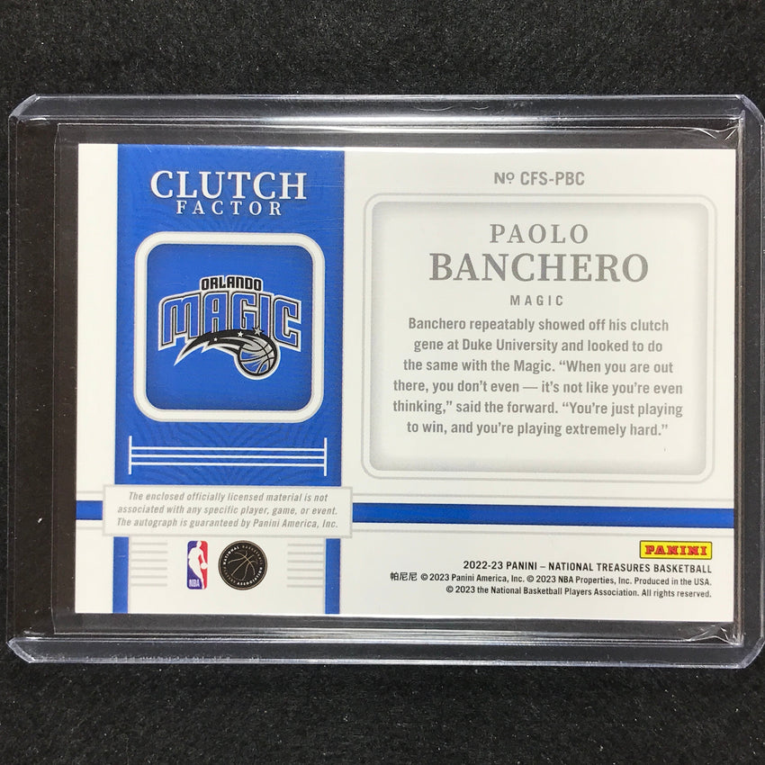 2022-23 National Treasures Paolo Banchero Clutch Factor Rookie Patch Auto 23/25
