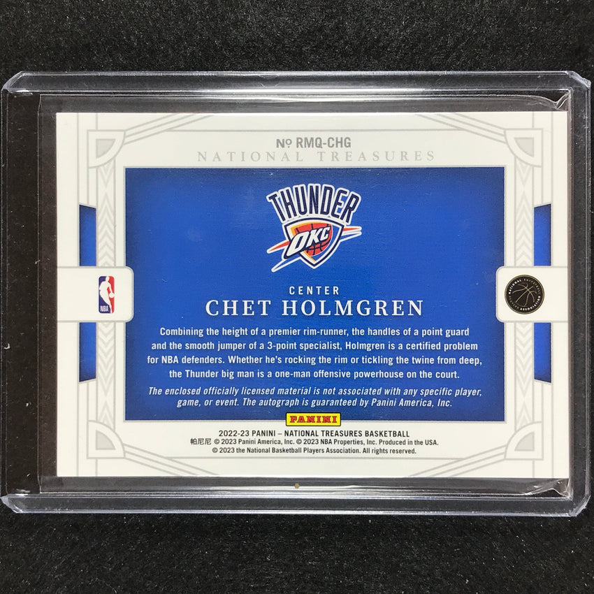 2022-23 National Treasures Chet Holmgren Rookie Quad Patch Auto Prime 17/25