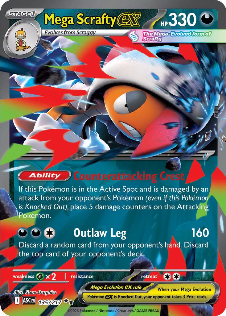 Mega Scrafty ex - ( 135/217 ) - Double Rare - Pokemon ME Ascended Heroes