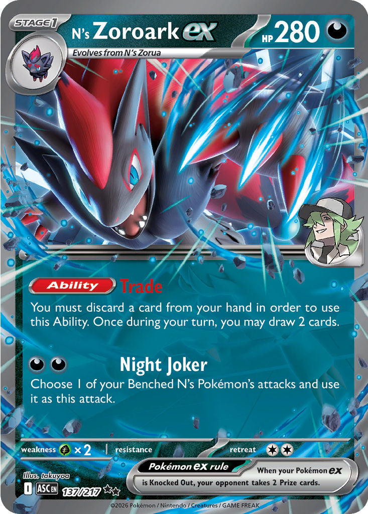 N's Zoroark ex - ( 137/217 ) - Double Rare - Pokemon ME Ascended Heroes
