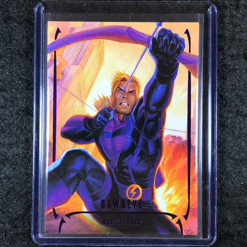 2024 Marvel Masterpieces Nahuel Grego HAWKEYE Base Epic Purple 167/199 #13