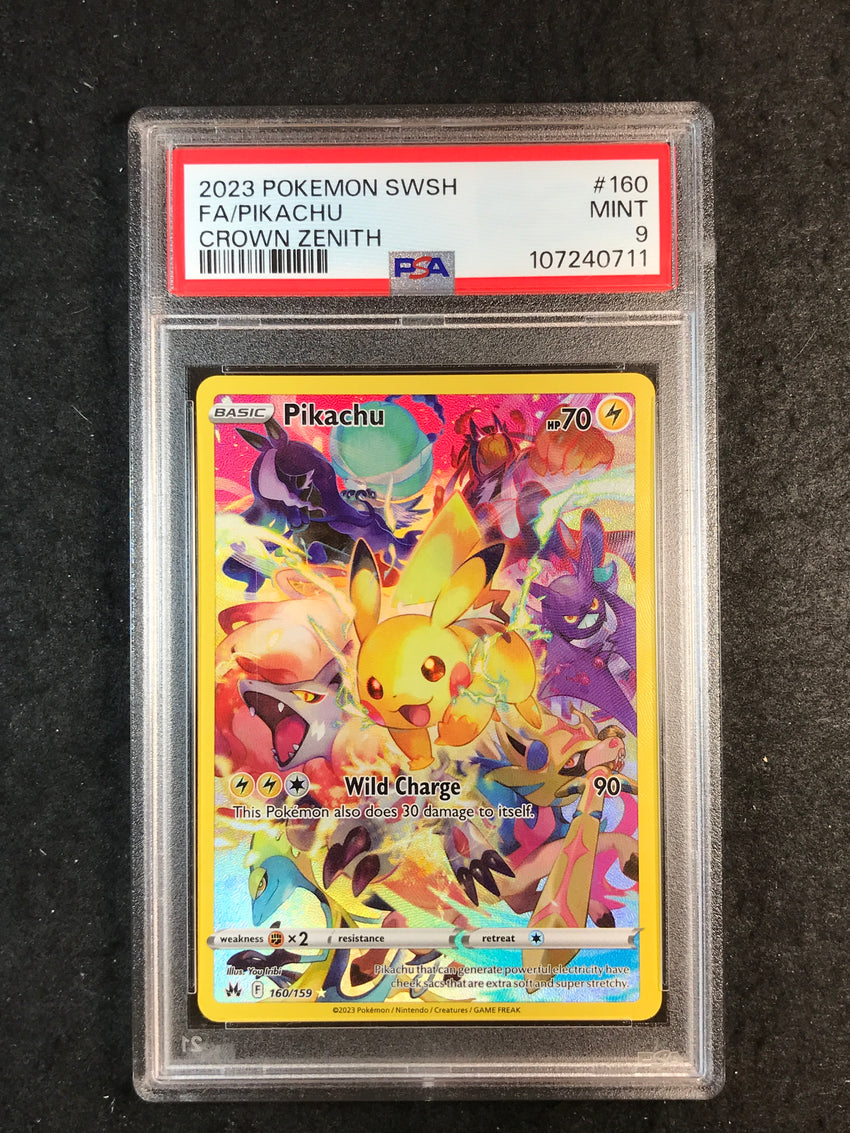 PSA 9 Pikachu - 160/159 - Full Art Secret Rare Crown Zenith 711 Cherry Collectables PSA 9 Pikachu - 160/159 - Full Art Secret Rare Crown Zenith 711 Cherry Collectables