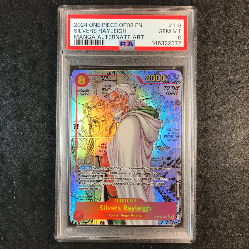 PSA 10 Silvers Rayleigh - OP08-118 - Manga Alternate Art OP08 872
