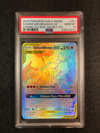 PSA 10 Charizard & Braixen GX - 251/236 - Secret Hyper Rare Cosmic Eclipse 032