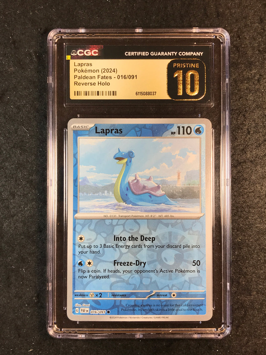 CGC 10 Pristine Lapras - 016/091 - Reverse Holo Paldean Fates 037