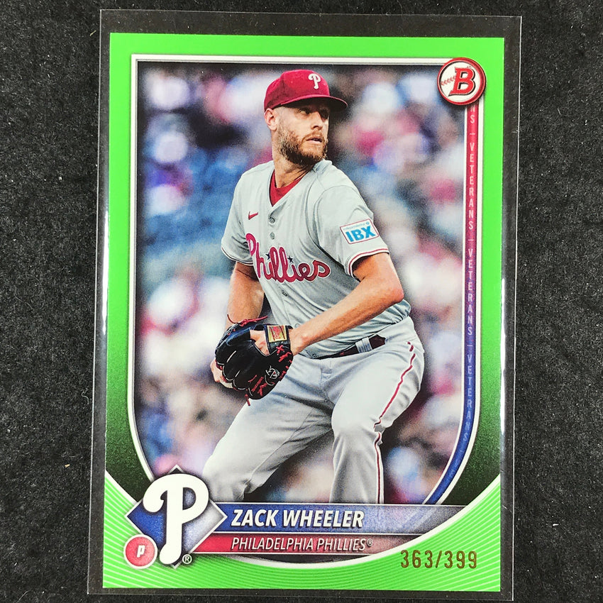 2025 Bowman Baseball ZACK WHEELER Base Neon Green 363/399 #45