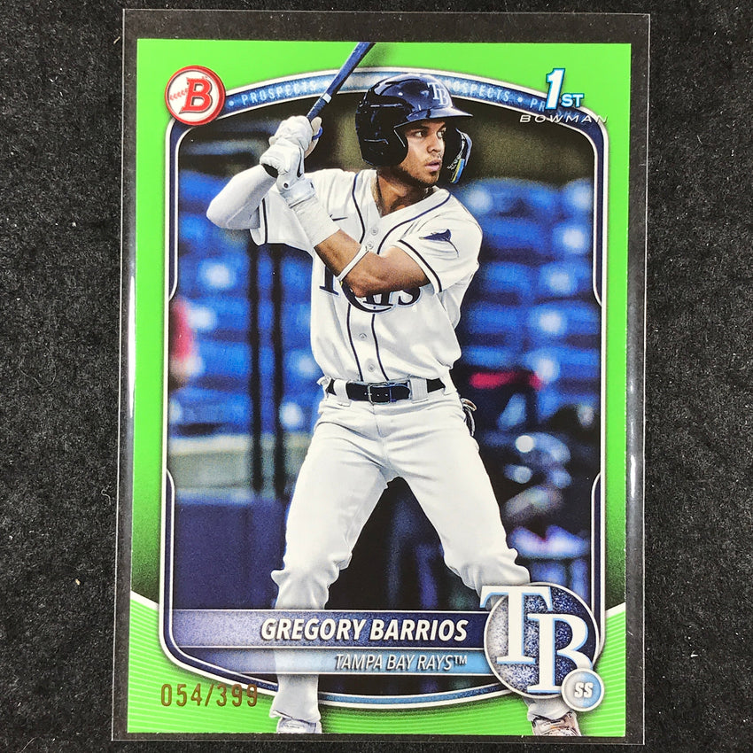 2025 Bowman Baseball GREGORY BARRIOS Base Prospect 1st Bowman Neon Green 54/399