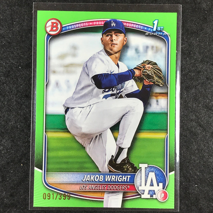 2025 Bowman Baseball JAKOB WRIGHT Base Prospect 1st Bowman Neon Green 91/399