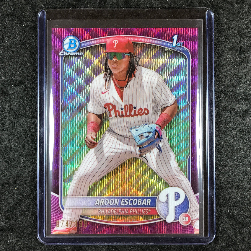 2025 Bowman Baseball AROON ESCOBAR Chrome Prospect 1st Bowman Fuchsia 74/199 #65