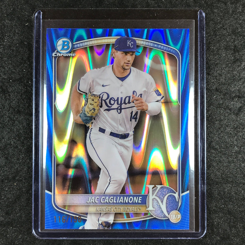 2025 Bowman Baseball JAC CAGLIANONE Chrome Prospect Blue RayWave 116/150 #103