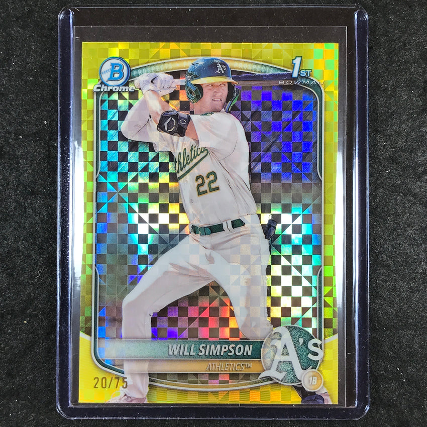 2025 Bowman Baseball WILL SIMPSON Chrome Prospect Yellow X-Fractor 20/75 #35