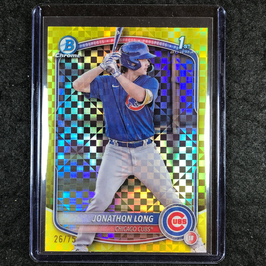 2025 Bowman Baseball JONATHON LONG Chrome Prospect Yellow X-Fractor 26/75 #58