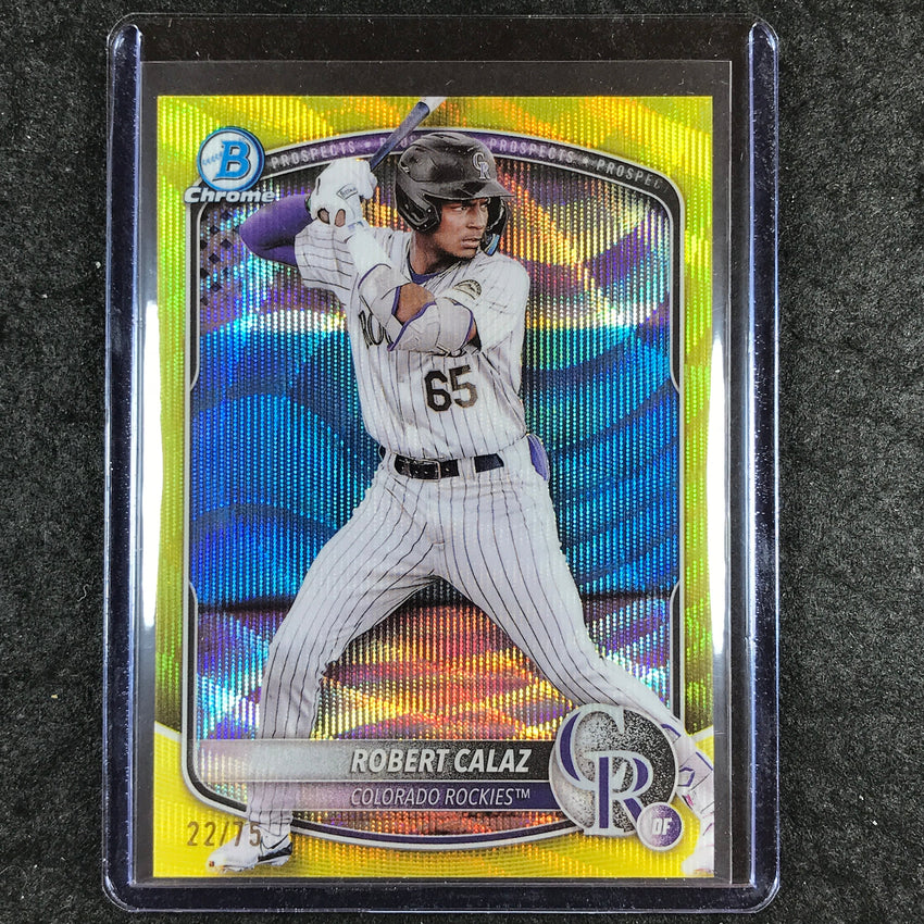 2025 Bowman Baseball ROBERT CALAZ Chrome Propect Yellow Wave 22/75 #40