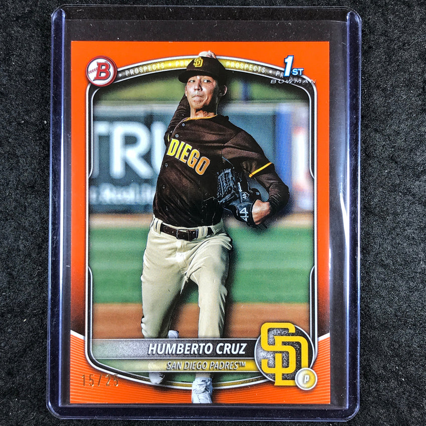 2025 Bowman Baseball HUMBERTO CRUZ Base Prospect 1st Bowman Orange 15/25 #96