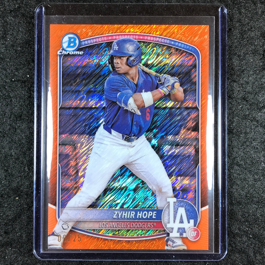 2025 Bowman Baseball ZYHIR HOPE Chrome Prospect Orange Shimmer 9/25 #2