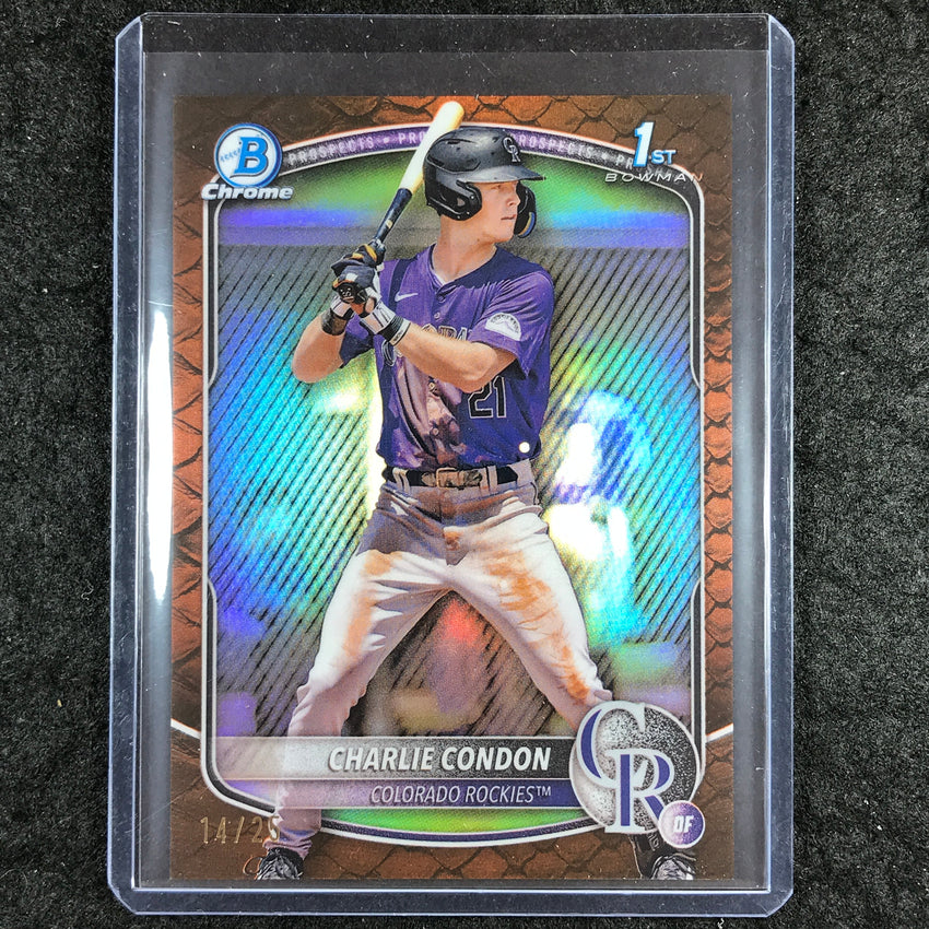 2025 Bowman Baseball CHARLIE CONDON Chrome Prospect Reptilian Orange 14/25 #75