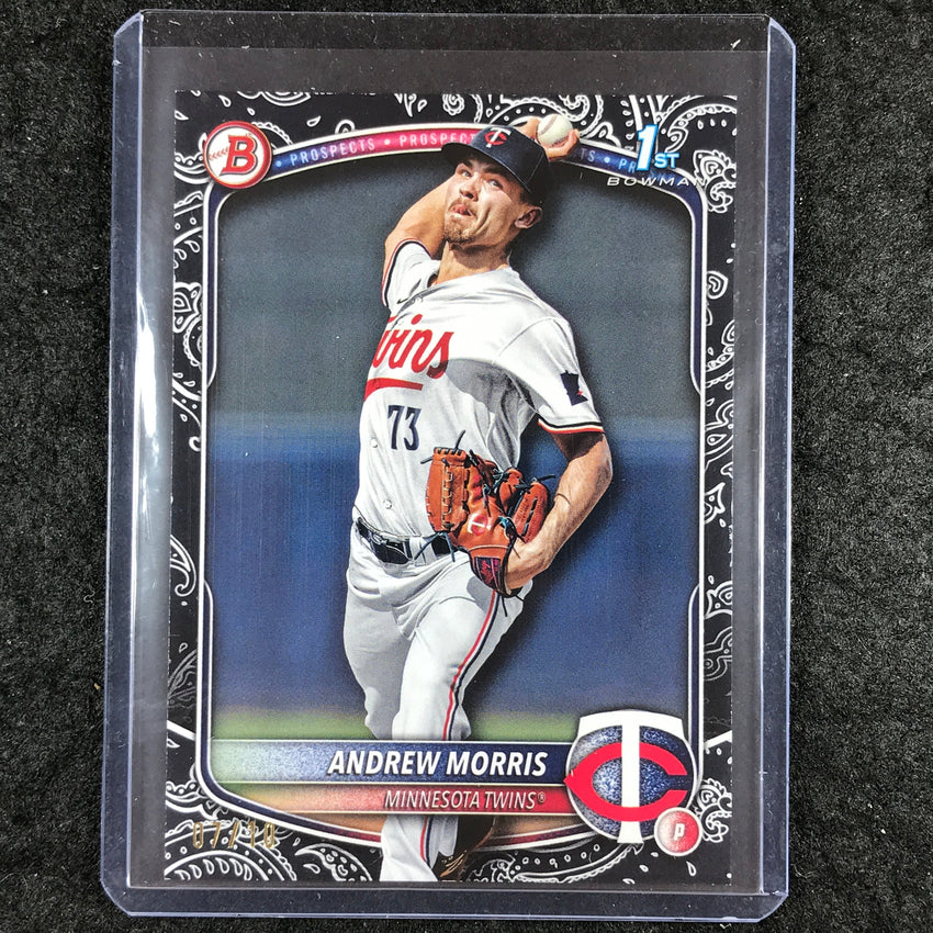 2025 Bowman Baseball ANDREW MORRIS Base Prospect 1st Bowman Black Pattern 7/10