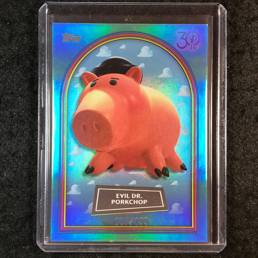 2025 Topps Toy Story EVIL DR. PORKCHOP Aqua Foil 87/199 #48