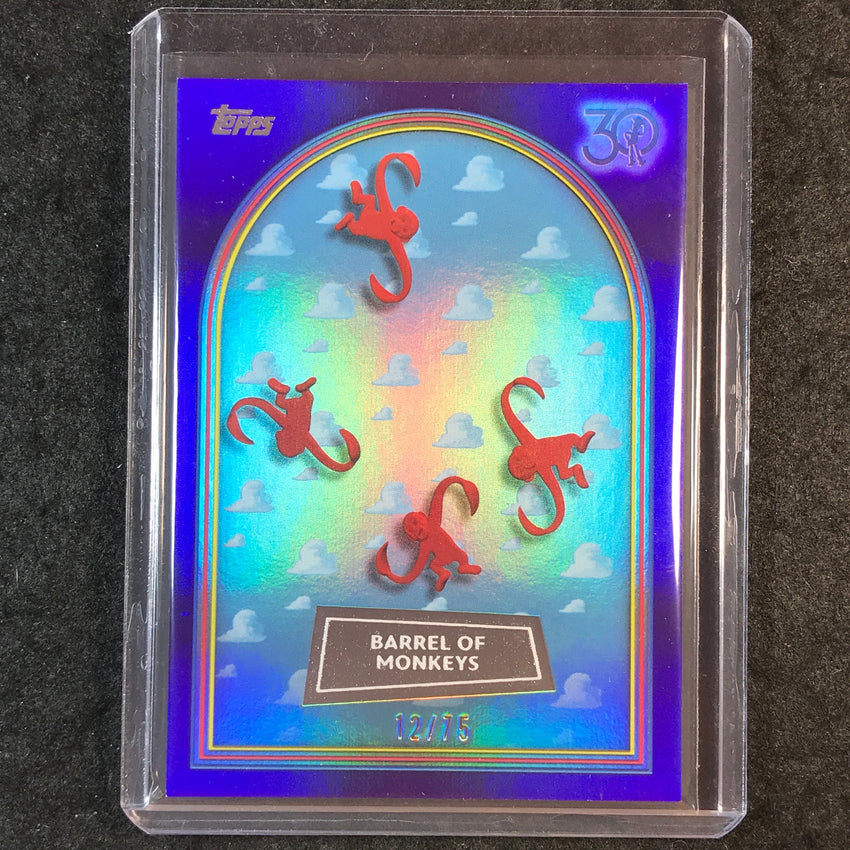2025 Topps Toy Story BARRELL OF MONKEYS Purple Foil 12/75 #27