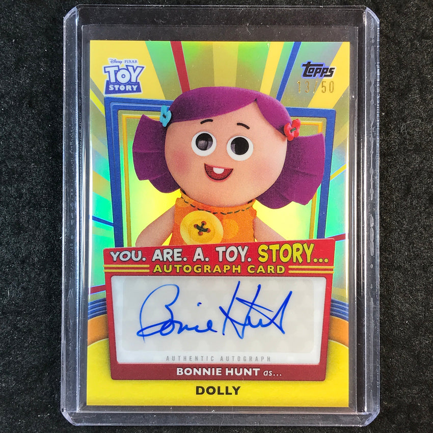 2025 Topps Toy Story BONNIE HUNT AS DOLLY You Are A ToyStory Auto Gold 13/50