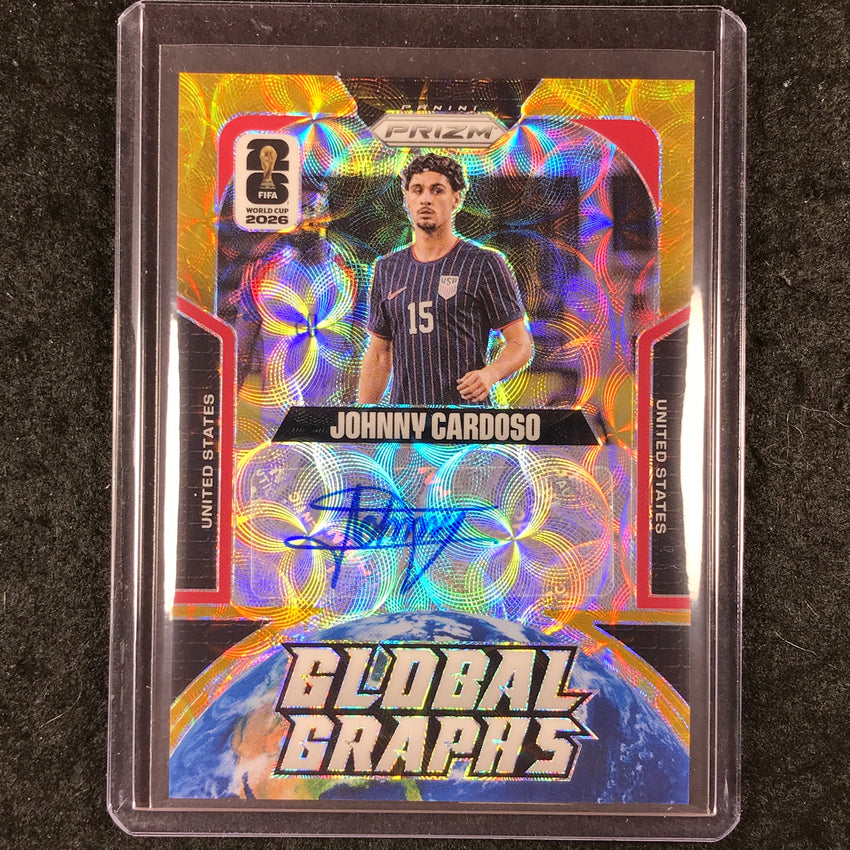 2026 Prizm FIFA World Cup JOHNNY CARDOSO Global Graphs Auto Choice Gold 8/10