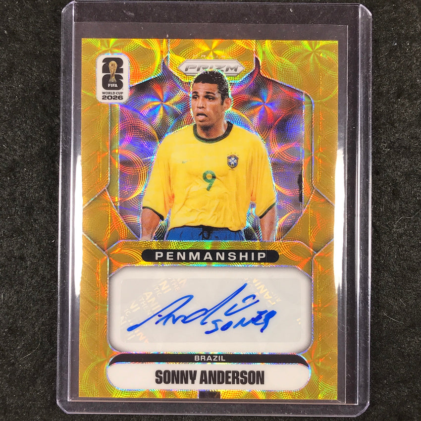 2026 Prizm FIFA World Cup SONNY ANDERSON Penmanship Auto Choice Gold 4/10