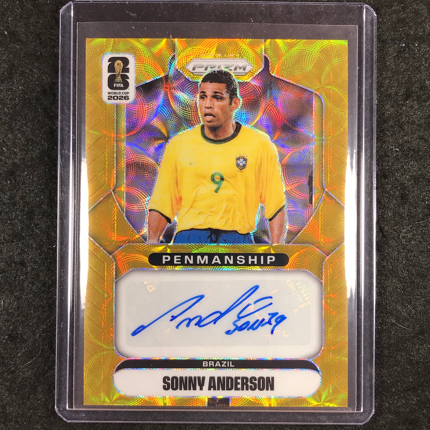 2026 Prizm FIFA World Cup SONNY ANDERSON Penmanship Auto Choice Gold 1/10