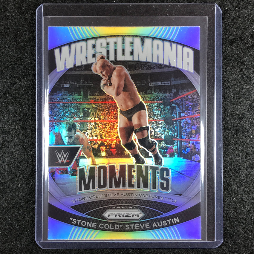 2024 Prizm WWE "STONE COLD" STEVE AUSTIN Wrestlemania Moments Silver #7