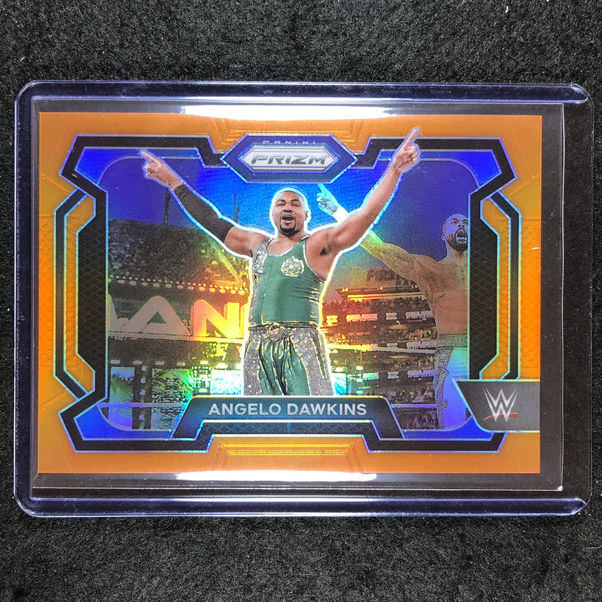 2024 Prizm WWE ANGELO DAWKINS Base Horizontal Orange 93/99 #54
