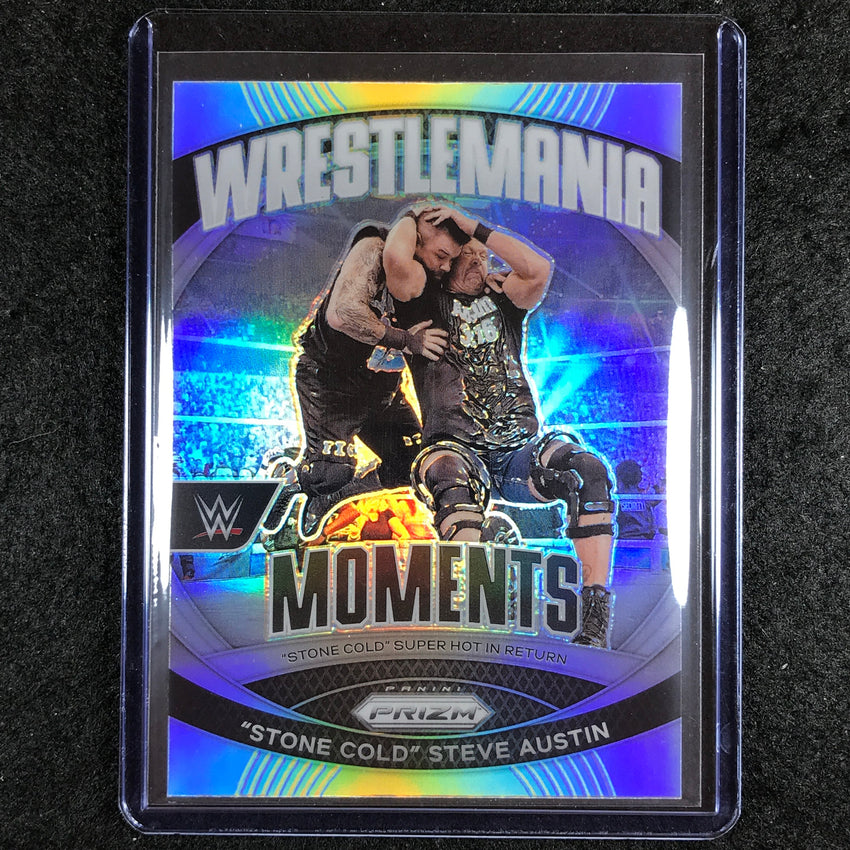 2024 Prizm WWE "STONE COLD" STEVE AUSTIN Wrestlemania Moments Silver #25