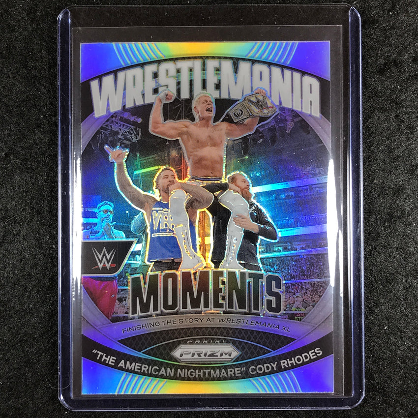 2024 Prizm WWE AMERICAN NIGHTMARE CODY RHODES Wrestlemania Moments Silver #40
