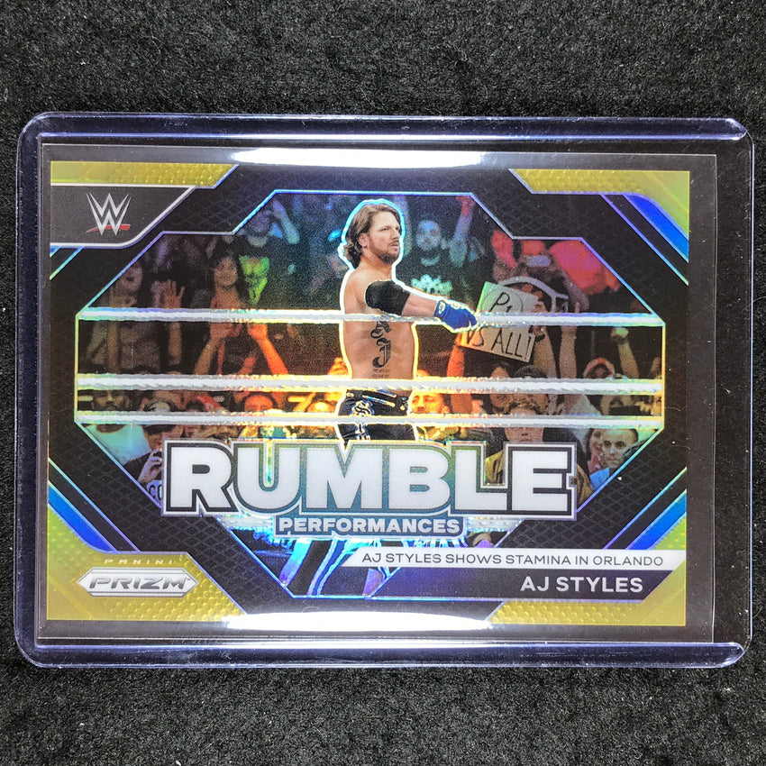 2024 Prizm WWE AJ STYLES Rumble Performances Gold 3/10