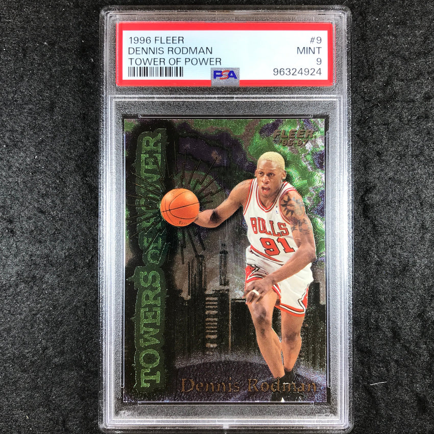 1996 Fleer DENNIS RODMAN Tower of Power #9 PSA 9 (924)