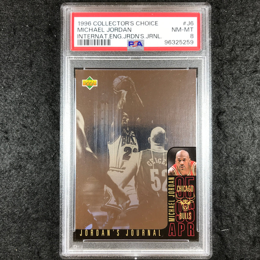 1996 Collector's Choice MICHAEL JORDAN English Jordan's Journal #J6 PSA 8 (259)