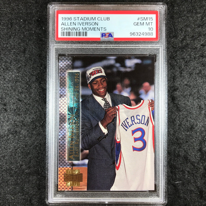 1996 Stadium Club ALLEN IVERSON Rookie Shining Moments #SM15 PSA 10 (988)