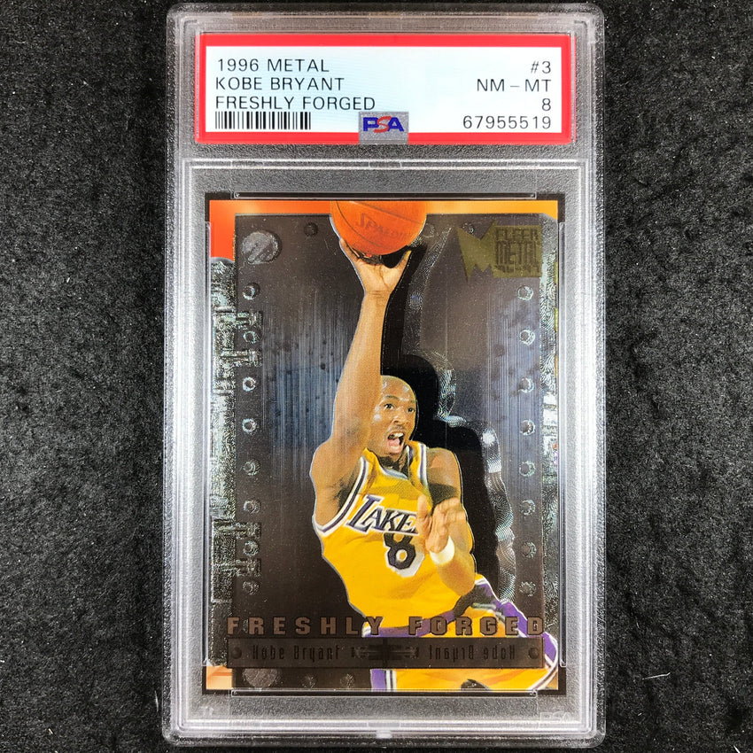 1996 Fleer Metal KOBE BRYANT Rookie Freshly Forged #3 PSA 8 (519)