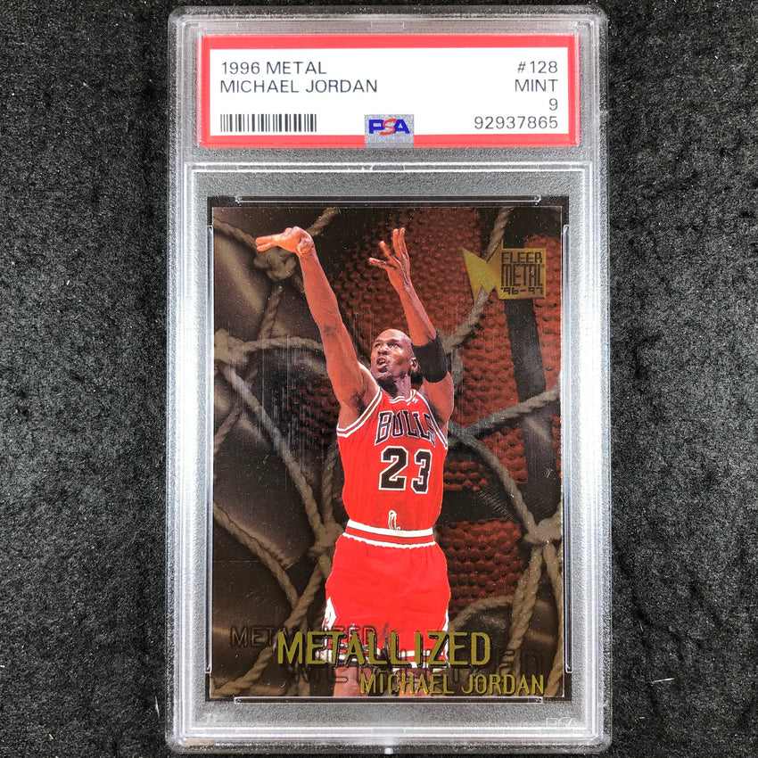 1996 Fleer Metal MICHAEL JORDAN Metallized #128 PSA 9 (865)