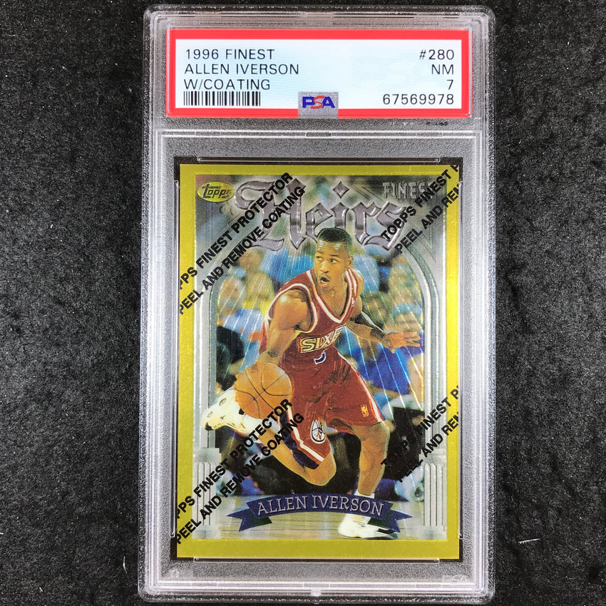 1996 Finest ALLEN IVERSON Rookie Heirs W/Coating #280 PSA 7 (978)