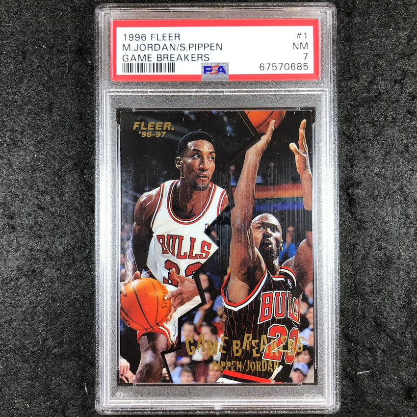1996 Fleer MICHAEL JORDAN SCOTTIE PIPPEN Game Breakers #1 PSA 7 (685)