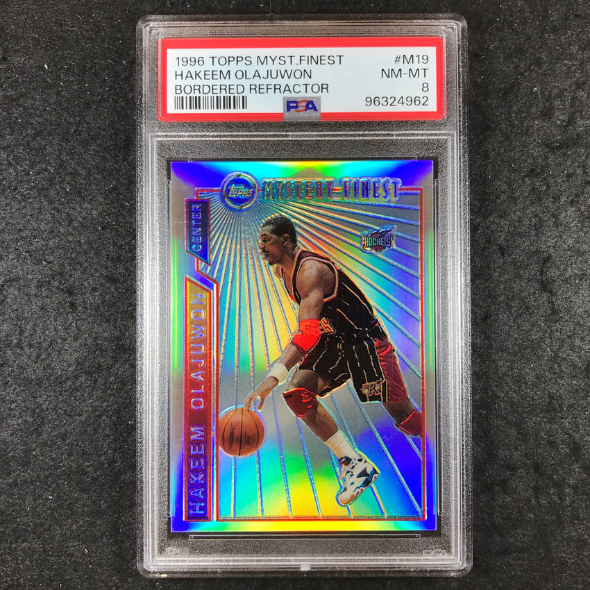 1996 Topps Mystery Finest HAKEEM OLAJUWON Bordered Refractor #M19 PSA 8 (962)
