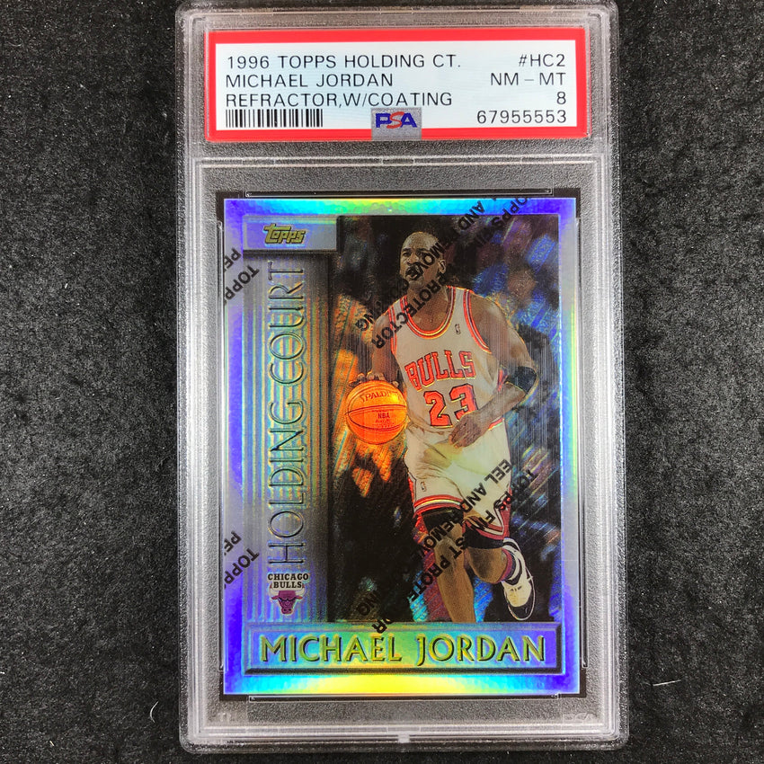 1996 Topps MICHAEL JORDAN Holding Court Refractor W/Coating #HC2 PSA 8 (553)