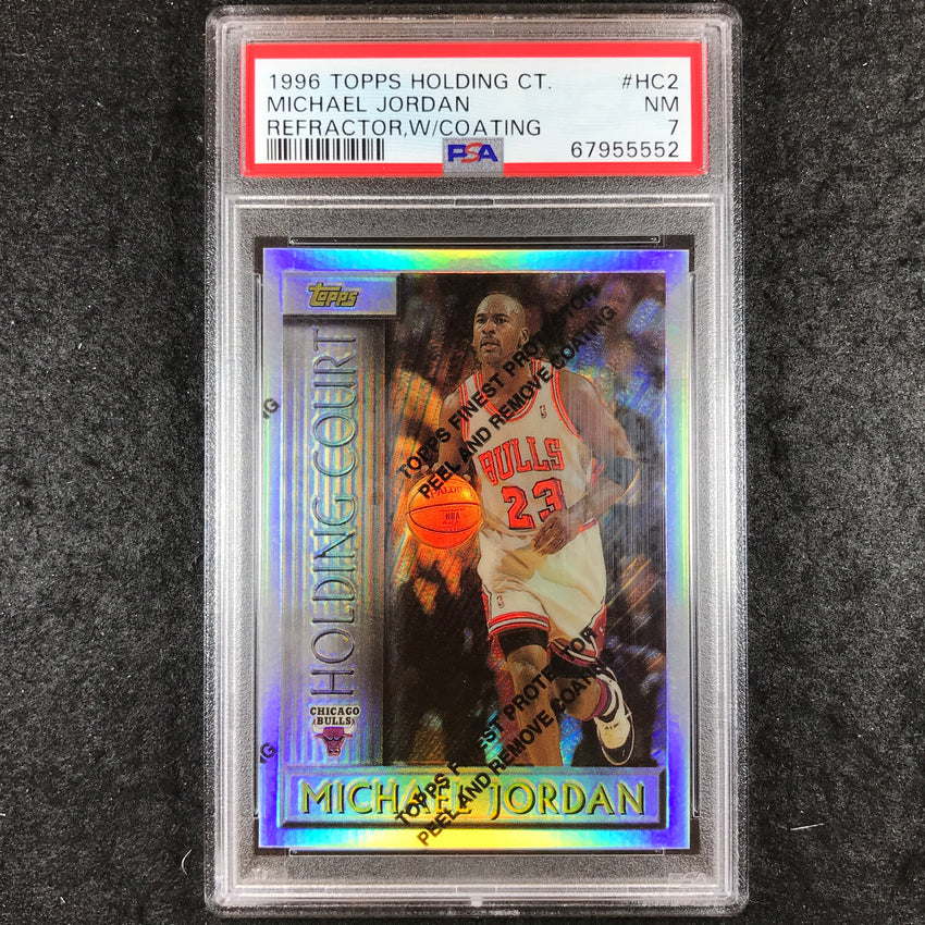 1996 Topps MICHAEL JORDAN Holding Court Refractor W/Coating #HC2 PSA 7 (552)
