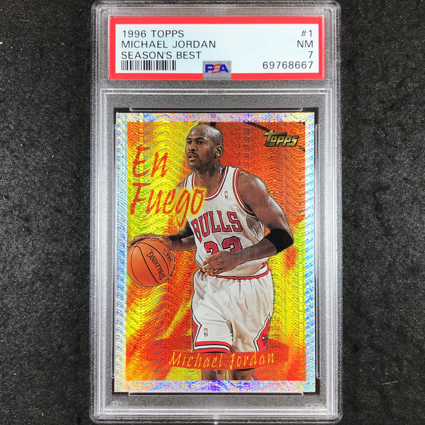 1996 Topps MICHAEL JORDAN Season's Best En Fuego #1 PSA 7 (667)