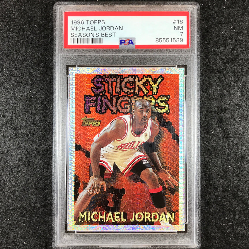 1996 Topps MICHAEL JORDAN Season's Best Sticky Fingers #18 PSA 7 (589)