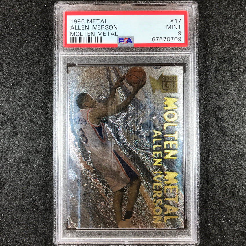 1996 Fleer Metal ALLEN IVERSON Rookie Molten Metal #17 PSA 9 (709)