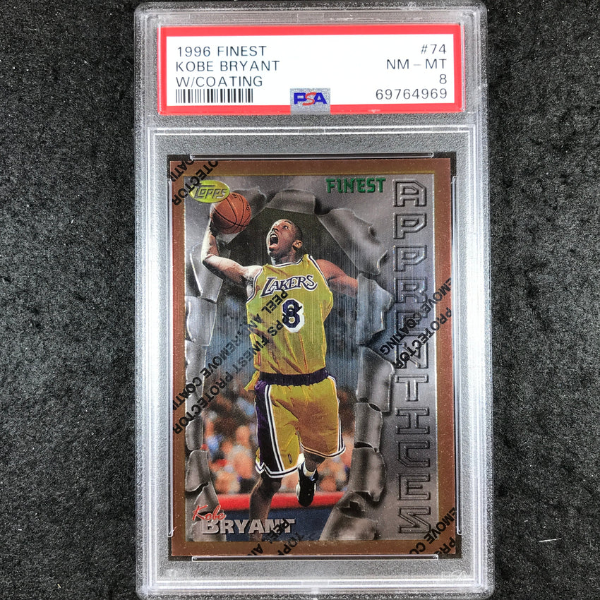 1996 Finest KOBE BRYANT Rookie Apprentices With Coating #74 PSA 8 (969)